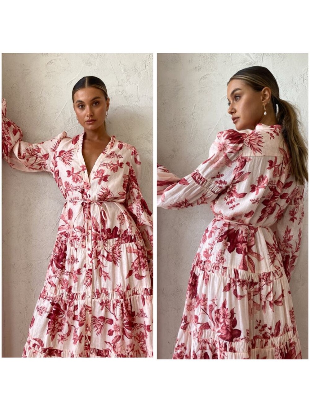 Issy Rumor Maxi Dress In Protea Size 12 Linen Floral Coquette Cottagecore Modest - Picture 2 of 12